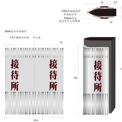 造型不鏽鋼亮面雷射+25mm水晶字內藏led燈具